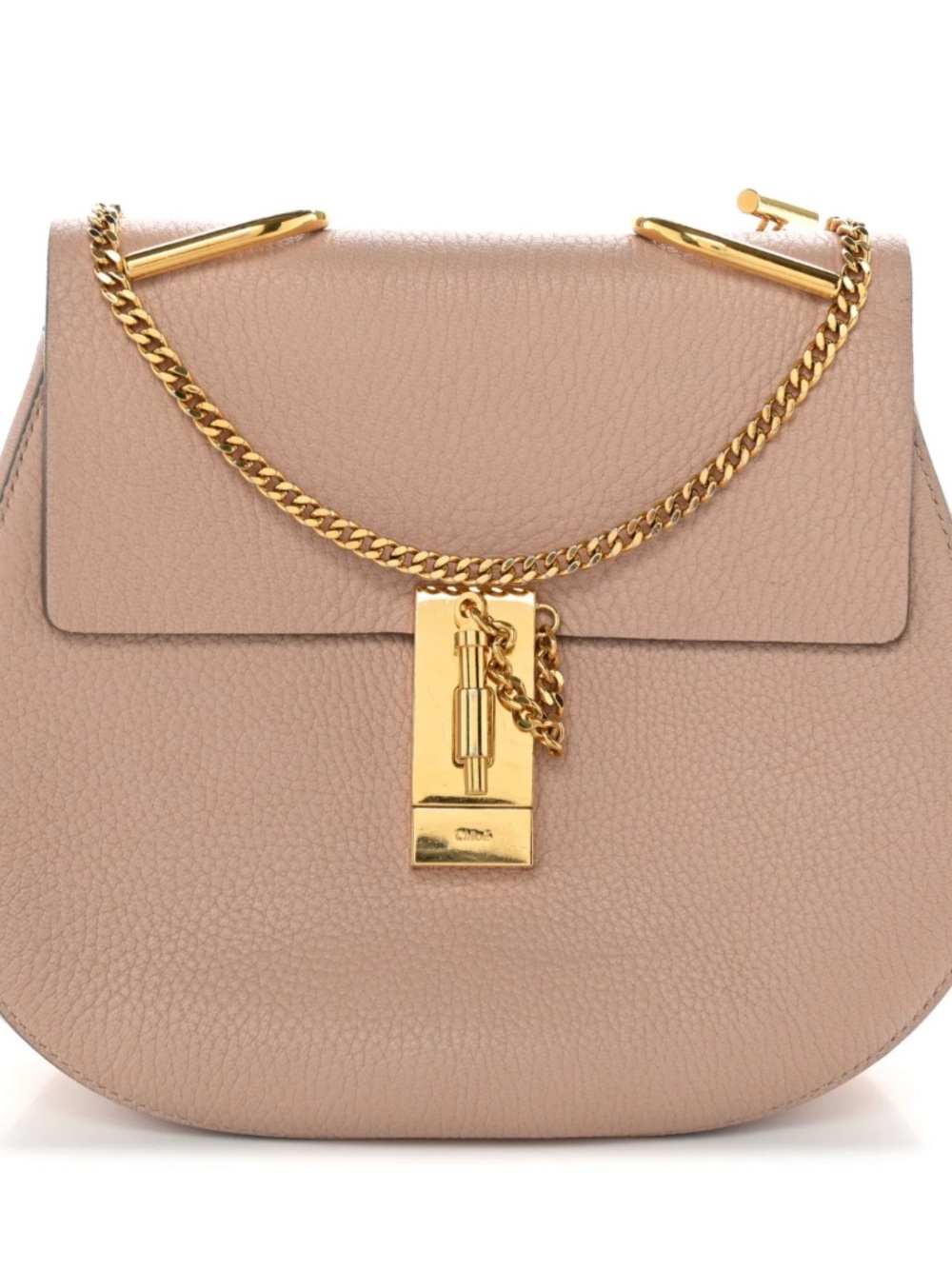 CHLOE Grained Lambskin Mini Drew Shoulder Bag Cement Pink - Picture 2 of 8
